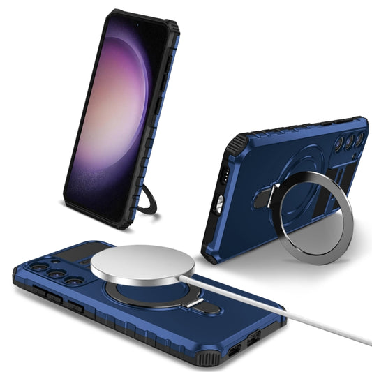 For Samsung Galaxy S23 5G MagSafe Magnetic Holder Phone Case(Blue) - Galaxy S23 5G Cases by buy2fix | Online Shopping UK | buy2fix