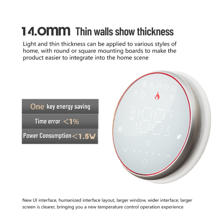 BHT-6001GALW 95-240V AC 5A Smart Round Thermostat Water Heating LED Thermostat With WiFi(White) - Thermostat & Thermometer by buy2fix | Online Shopping UK | buy2fix