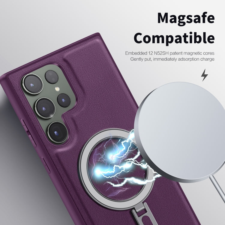 For Samsung Galaxy S23+ 5G MagSafe Magnetic Holder Phone Case(Purple) - Galaxy S23+ 5G Cases by buy2fix | Online Shopping UK | buy2fix