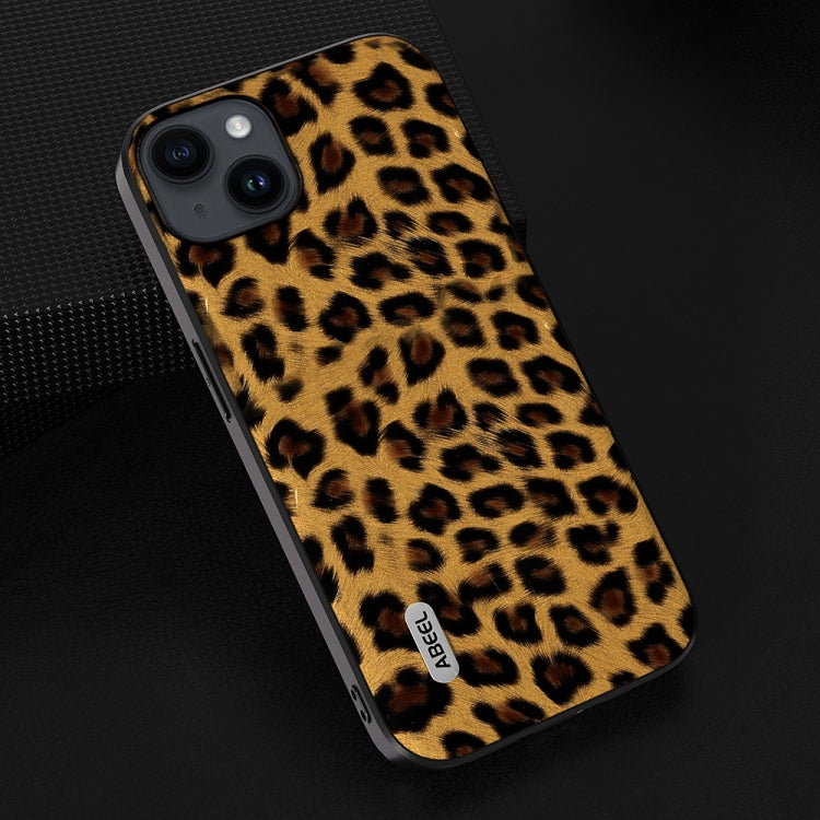 For iPhone 15 ABEEL Black Edge Leopard Phone Case(Golden Leopard) - iPhone 15 Cases by buy2fix | Online Shopping UK | buy2fix