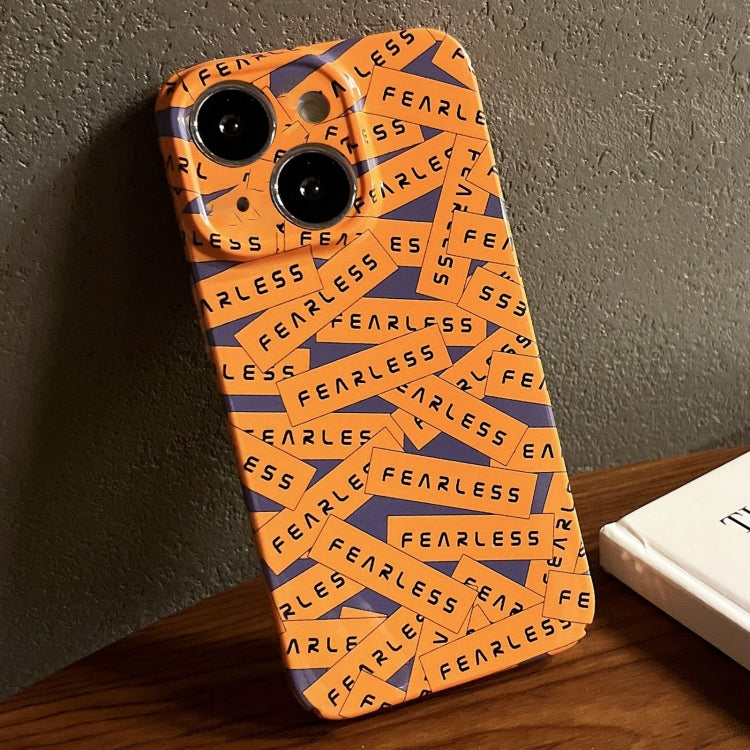 For iPhone 14 Painted Pattern Precise Hole PC Phone Case(Orange Label) - iPhone 14 Cases by buy2fix | Online Shopping UK | buy2fix