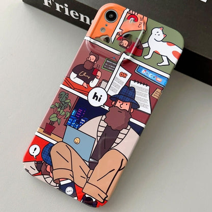 For iPhone XR Painted Pattern Precise Hole PC Phone Case(Holiday Uncle) - More iPhone Cases by buy2fix | Online Shopping UK | buy2fix
