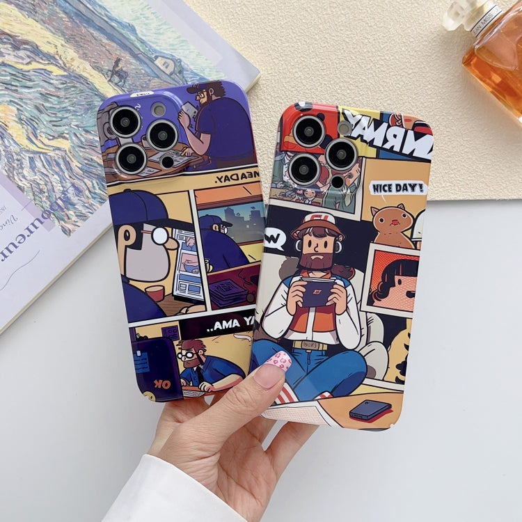 For iPhone 14 Plus Painted Pattern Precise Hole PC Phone Case(Blue Paint Astronaut) - iPhone 14 Plus Cases by buy2fix | Online Shopping UK | buy2fix