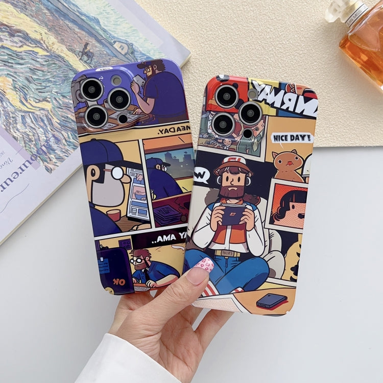 For iPhone 12 Pro Max Painted Pattern Precise Hole PC Phone Case(Working Uncle) - iPhone 12 Pro Max Cases by buy2fix | Online Shopping UK | buy2fix