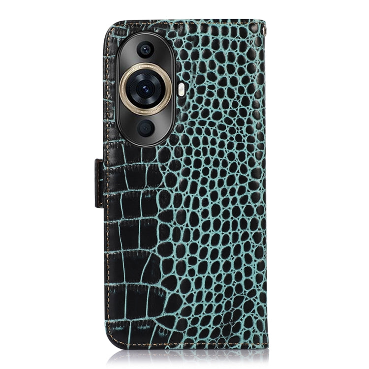 For Huawei Nova 11 Pro / 11 Ultra Crocodile Top Layer Cowhide Leather Phone Case(Green) - Huawei Cases by buy2fix | Online Shopping UK | buy2fix