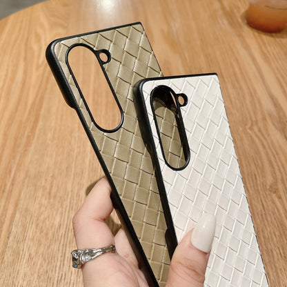 For Samsung Galaxy Z Fold5 5G Woven Texture Folding Phone Case(Grey) - Galaxy Z Fold5 Cases by buy2fix | Online Shopping UK | buy2fix