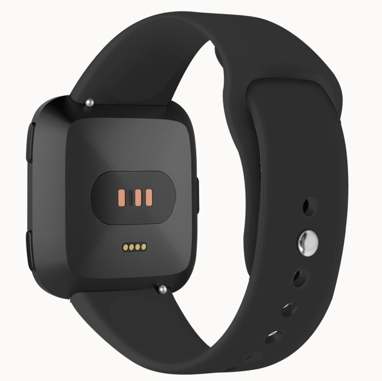 For Fitbit Versa 2 / Fitbit Versa / Fitbit Versa Lite Solid Color Silicone Watch Band, Size:S(Black) - Smart Wear by buy2fix | Online Shopping UK | buy2fix