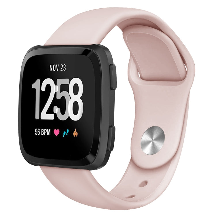 For Fitbit Versa 2 / Fitbit Versa / Fitbit Versa Lite Solid Color Silicone Watch Band, Size:S(Sand Pink) - Smart Wear by buy2fix | Online Shopping UK | buy2fix