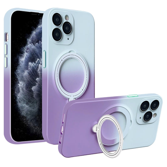 For iPhone 11 Pro Max MagSafe Holder Gradient TPU Phone Case(Gray Purple) - iPhone 11 Pro Max Cases by buy2fix | Online Shopping UK | buy2fix