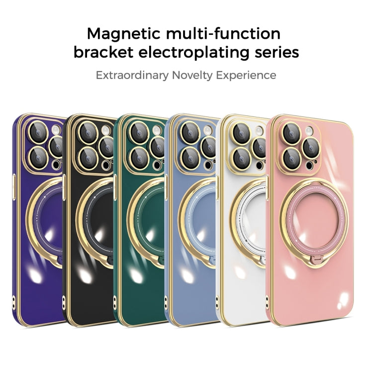 For iPhone 13 Pro Max Multifunction Electroplating MagSafe Holder Phone Case(Black) - iPhone 13 Pro Max Cases by buy2fix | Online Shopping UK | buy2fix