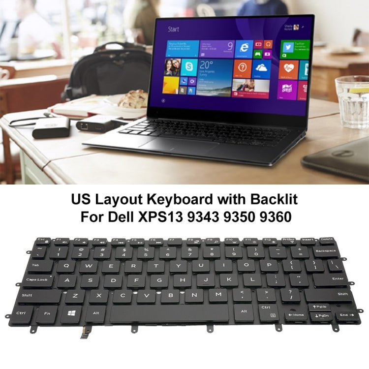 For Dell XPS 13 9343 13 9350 9360 US Version Backlight Laptop Keyboard(Black) - Dell Spare Parts by buy2fix | Online Shopping UK | buy2fix