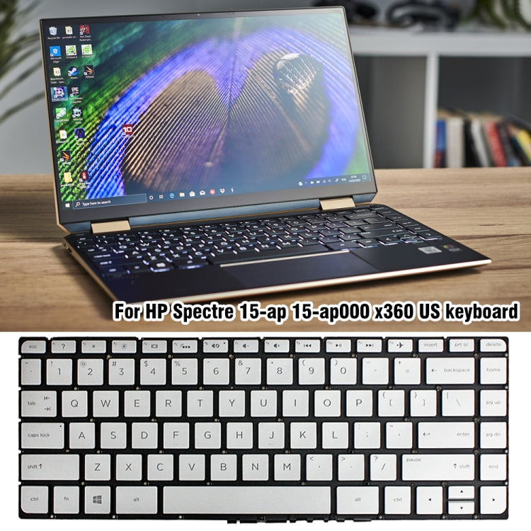 For HP Spectre 15-AP US Version Laptop Backlight Keyboard(Silver) - HP Spare Parts by buy2fix | Online Shopping UK | buy2fix