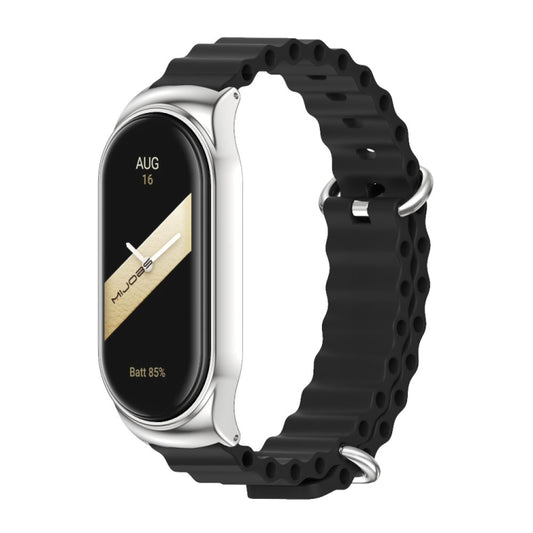 For Xiaomi Mi Band 8 Mijobs CS Case Marine Silicone Breathable Watch Band(Black Silver) - Watch Bands by MIJOBS | Online Shopping UK | buy2fix