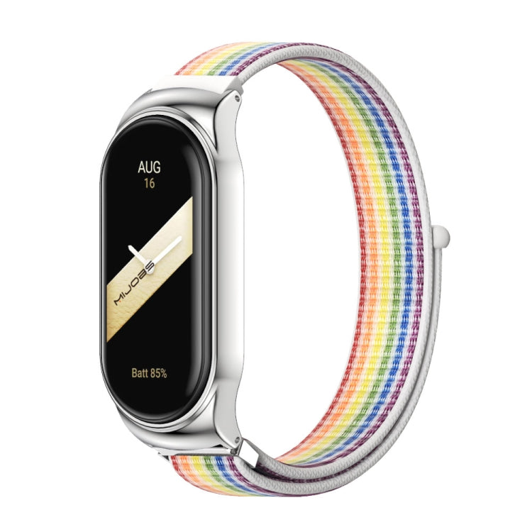 For Xiaomi Mi Band 8 Mijobs CS Case Breathable Nylon Loop Watch Band(Colorful Silver) - Watch Bands by MIJOBS | Online Shopping UK | buy2fix