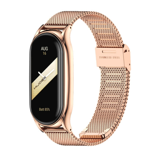 For Xiaomi Mi Band 8 Mijobs Plus Case Milan Buckle Metal Watch Band(Rose Gold) - Watch Bands by MIJOBS | Online Shopping UK | buy2fix