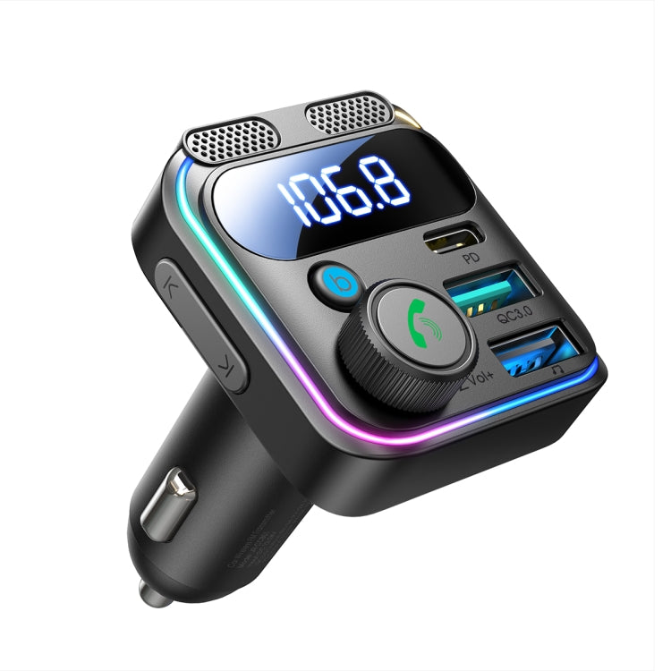 JOYROOM JR-CCB01 48W Dual-Mic Car Wireless FM Transmitter(Black) - Bluetooth Car Kits by JOYROOM | Online Shopping UK | buy2fix