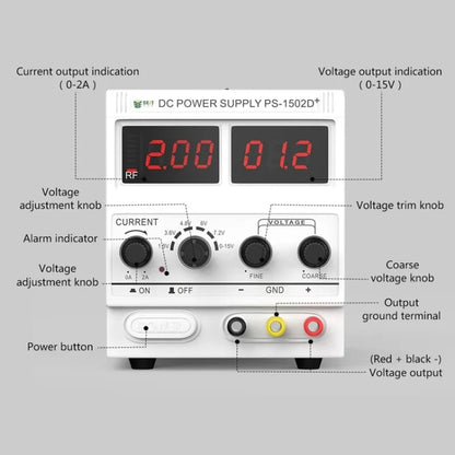 BEST 1502D+ 15V / 2A Digital Display DC Regulated Power Supply, 220V EU Plug - Power Supply by BEST | Online Shopping UK | buy2fix