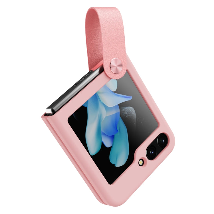 For Samsung Galaxy Z Flip5 NILLKIN Skin Feel Liquid Silicone Phone Case With Finger Strap(Pink) - Galaxy Z Flip5 Cases by NILLKIN | Online Shopping UK | buy2fix