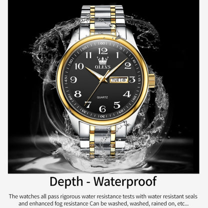 OLEVS 5567 Men Steel Strap Waterproof Quartz Watch(Black) - Metal Strap Watches by OLEVS | Online Shopping UK | buy2fix