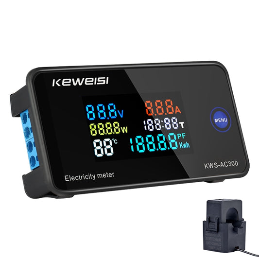 KWS-AC300-100A 50-300V AC Digital Current Voltmeter with Opening Transformer(Black) - Current & Voltage Tester by buy2fix | Online Shopping UK | buy2fix