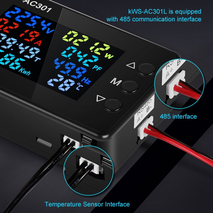 KWS-AC301L-100A 50-300V AC Digital Display Closed Current Voltmeter with 485 Communication(Black) - Current & Voltage Tester by buy2fix | Online Shopping UK | buy2fix