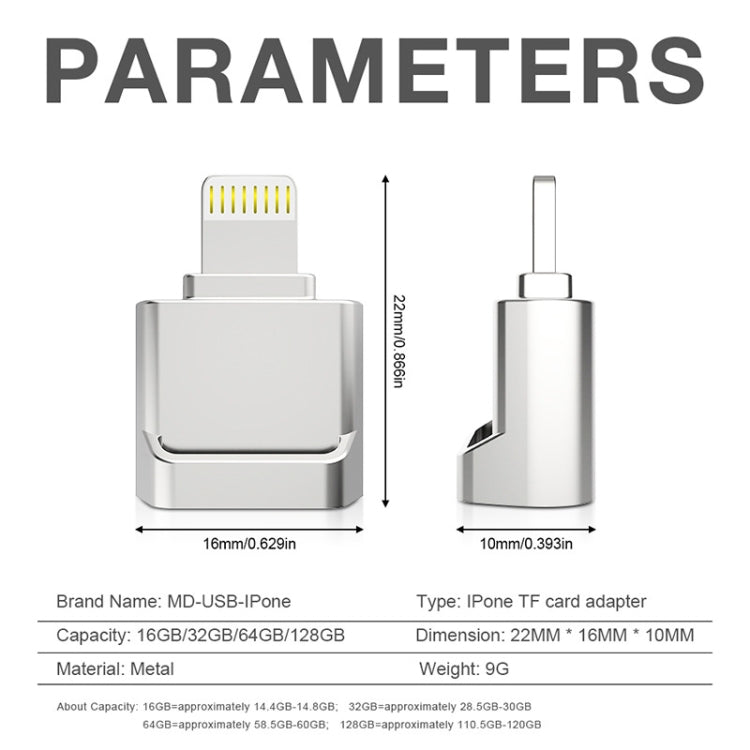 MicroDrive 8pin To TF Card Adapter Mini iPhone & iPad TF Card Reader, Capacity:64GB(Black) -  by MICRODRIVE | Online Shopping UK | buy2fix