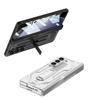 For Samsung Galaxy Z Fold5 GKK Integrated Magnetic Armor Flip Phone Case with Holder(Silver) - Galaxy Z Fold5 Cases by GKK | Online Shopping UK | buy2fix