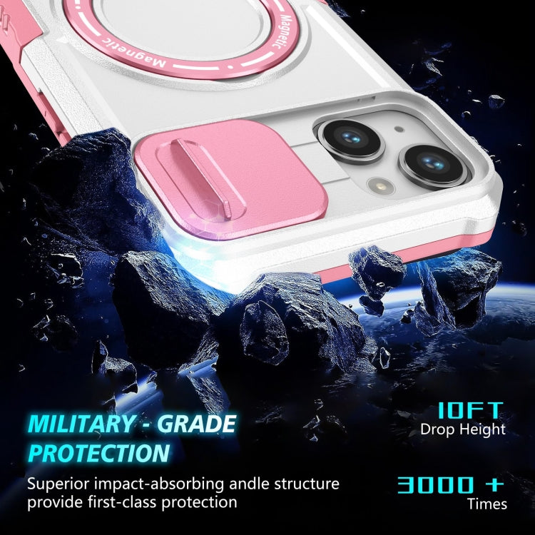For iPhone 15 Plus Sliding Camshield Magsafe Holder TPU Hybrid PC Phone Case(Pink White) - iPhone 15 Plus Cases by buy2fix | Online Shopping UK | buy2fix