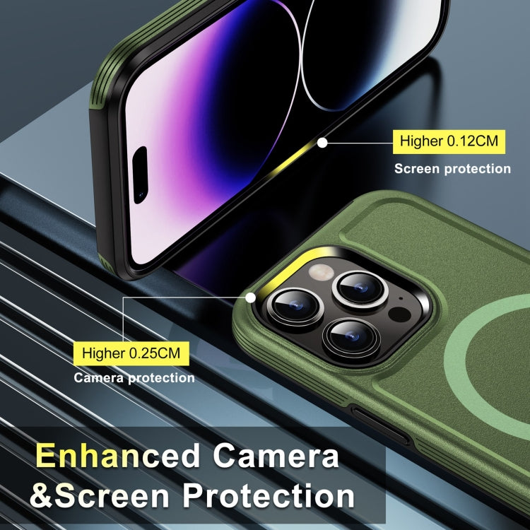 For iPhone 14 Pro Shield Armor MagSafe TPU Hybrid PC Phone Case(Grass Green) - iPhone 14 Pro Cases by buy2fix | Online Shopping UK | buy2fix