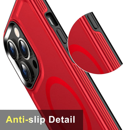 For iPhone 13 Pro Max Shield Armor MagSafe TPU Hybrid PC Phone Case(Red) - iPhone 13 Pro Max Cases by buy2fix | Online Shopping UK | buy2fix
