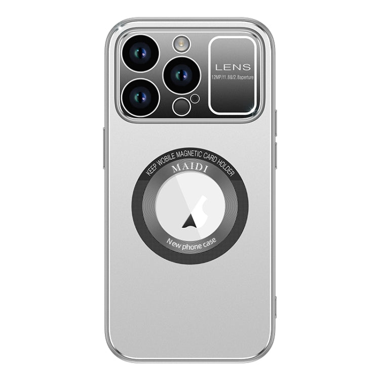 For iPhone 15 Pro Max Large Window MagSafe Skin Feel PC Phone Case(Silver Gray) - iPhone 15 Pro Max Cases by buy2fix | Online Shopping UK | buy2fix