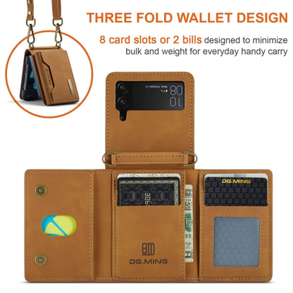 For Samsung Galaxy Z Flip3 5G DG.MING M2 Series Card Bag Magnetic Leather Phone Case(Brown) - Galaxy Phone Cases by DG.MING | Online Shopping UK | buy2fix