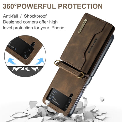 For Samsung Galaxy Z Flip4 5G DG.MING M2 Series Card Bag Magnetic Leather Phone Case(Coffee) - Galaxy Z Flip4 5G Cases by DG.MING | Online Shopping UK | buy2fix