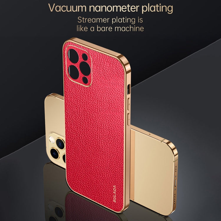 For iPhone 15 Pro Max SULADA TPU + Litchi Texture Leather Phone Case(Orange) - iPhone 15 Pro Max Cases by SULADA | Online Shopping UK | buy2fix
