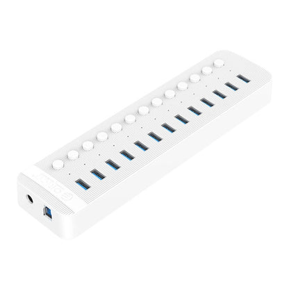 ORICO CT2U3-13AB Plastic Stripes 13 Ports USB 3.0 HUB with Individual Switches, Plug:EU Plug(White) - USB 3.0 HUB by ORICO | Online Shopping UK | buy2fix