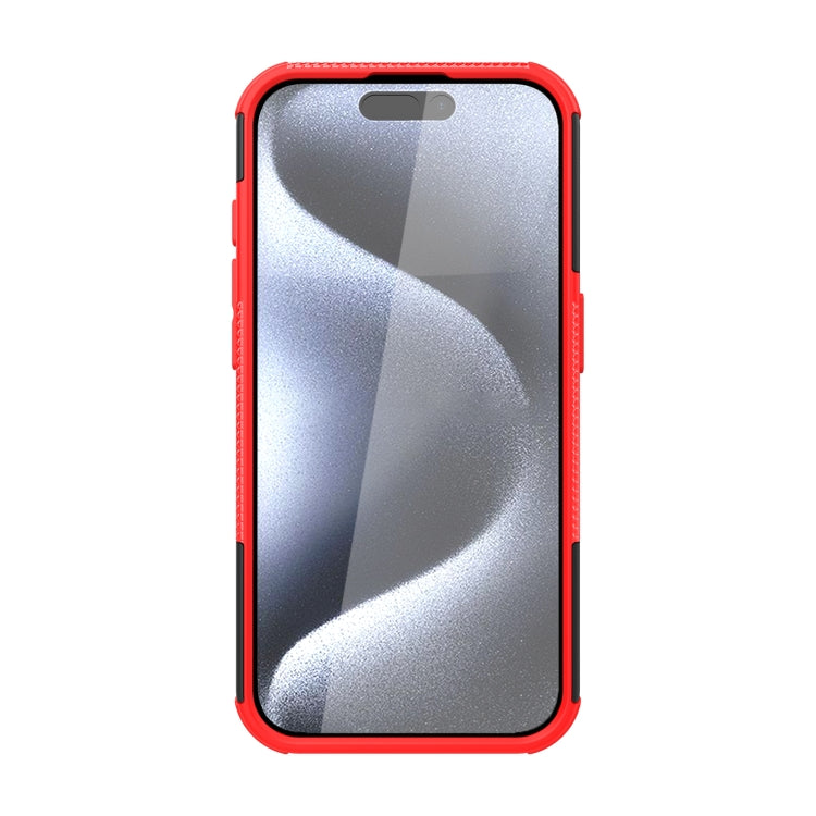 For  iPhone 15 Pro Max Tire Texture TPU + PC Phone Case with Holder(Red) - iPhone 15 Pro Max Cases by buy2fix | Online Shopping UK | buy2fix