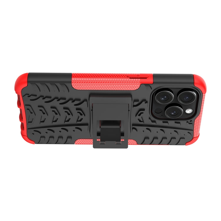 For  iPhone 15 Pro Max Tire Texture TPU + PC Phone Case with Holder(Red) - iPhone 15 Pro Max Cases by buy2fix | Online Shopping UK | buy2fix