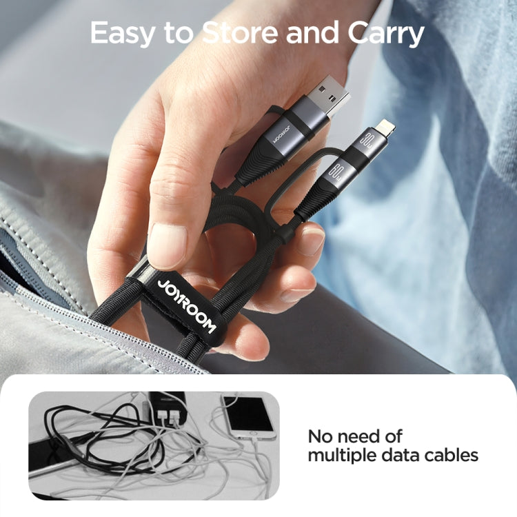 JOYROOM SA37-2T2 60W Multi-Function Series 4 in 1 Fast Charging Data Cable, Length:1.2m(Black) - Multifunction Cable by JOYROOM | Online Shopping UK | buy2fix