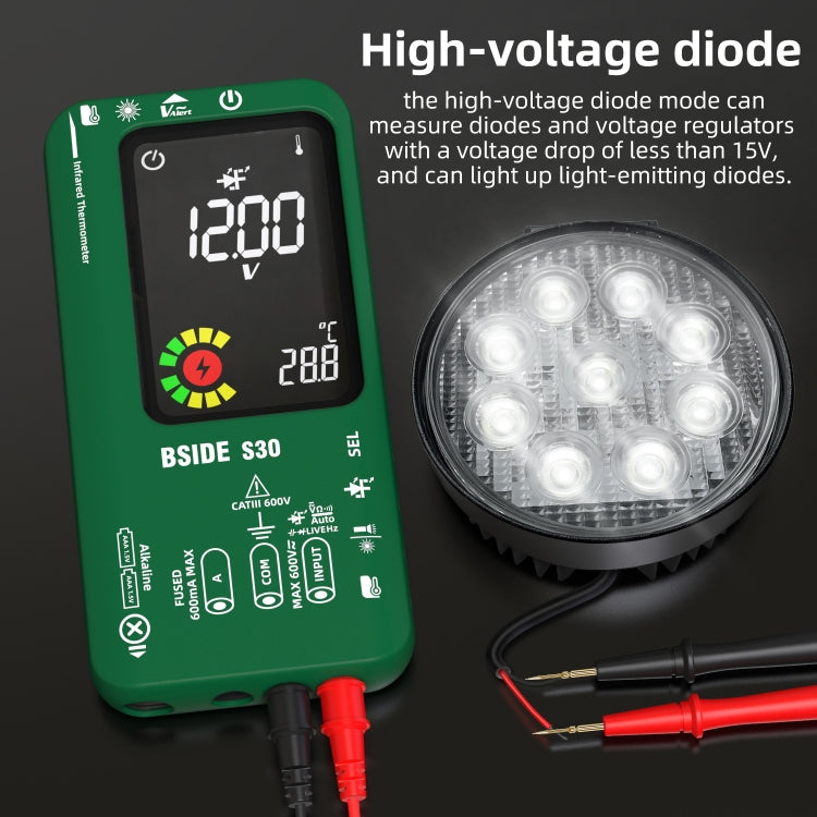 BSIDE S30 Smart Color Screen Infrared Temperature Measurement Multimeter(Green) - Digital Multimeter by BSIDE | Online Shopping UK | buy2fix