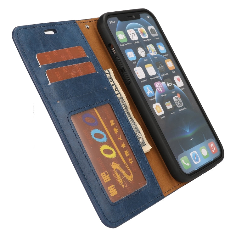 For iPhone 15 Pro Max Crazy Horse Texture Detachable Horizontal Flip PU Case(Blue) - iPhone 15 Pro Max Cases by buy2fix | Online Shopping UK | buy2fix