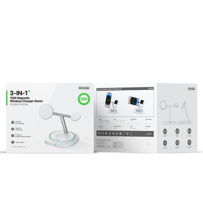 DUZZONA W16 15W 3 in 1 MagSafe Magnetic Wireless Charging Stand(White) - Wireless Charger by DUZZONA | Online Shopping UK | buy2fix