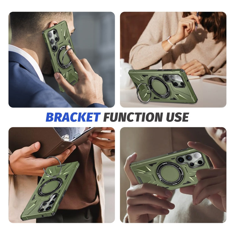 For Samsung Galaxy S23+ 5G MagSafe Magnetic Shockproof Phone Case with Ring Holder(Dark Green) - Galaxy S23+ 5G Cases by buy2fix | Online Shopping UK | buy2fix