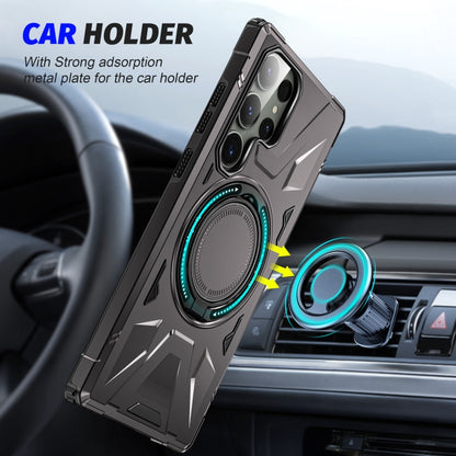 For Samsung Galaxy S23 Ultra 5G MagSafe Magnetic Shockproof Phone Case with Ring Holder(Dark Grey) - Galaxy S23 Ultra 5G Cases by buy2fix | Online Shopping UK | buy2fix