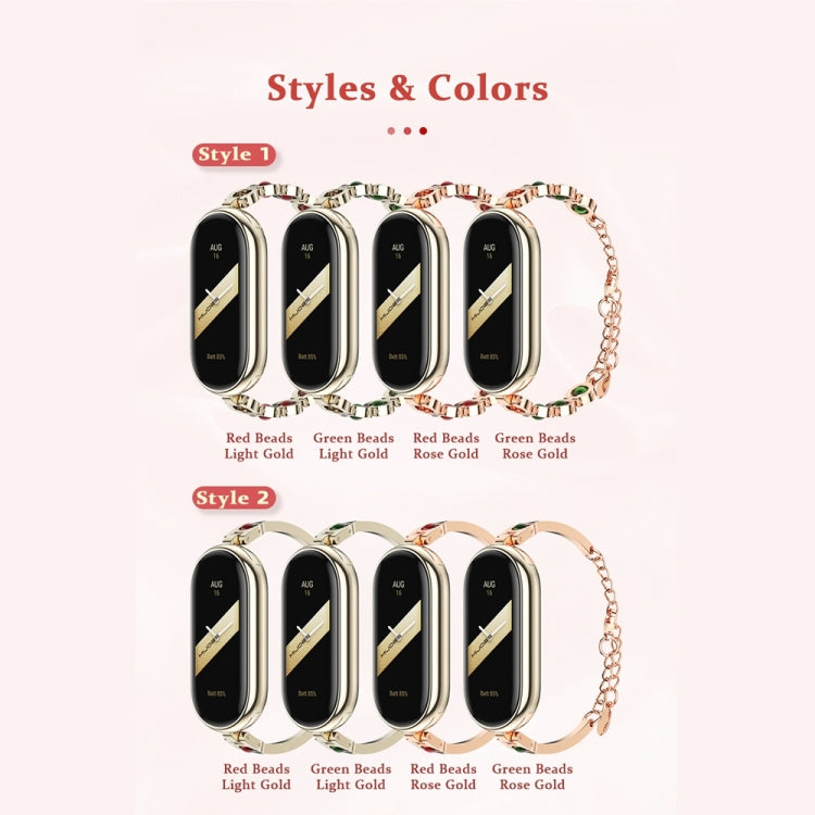 For Xiaomi Mi Band 8 / 9 / 9 NFC Mijobs Ruyi Beauty Bracelet Watch Band(Rose Gold Red) - Watch Bands by MIJOBS | Online Shopping UK | buy2fix