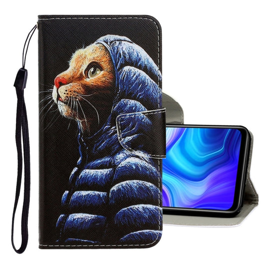 For Xiaomi Redmi 9A 3D Colored Drawing Horizontal Flip PU Leather Case with Holder & Card Slots & Wallet(Down Jacket Cat) - Xiaomi Cases by buy2fix | Online Shopping UK | buy2fix