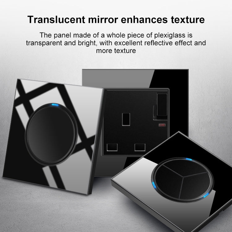 86mm Round LED Tempered Glass Switch Panel, Black Round Glass, Style:Two Open Dual Control - Consumer Electronics by buy2fix | Online Shopping UK | buy2fix