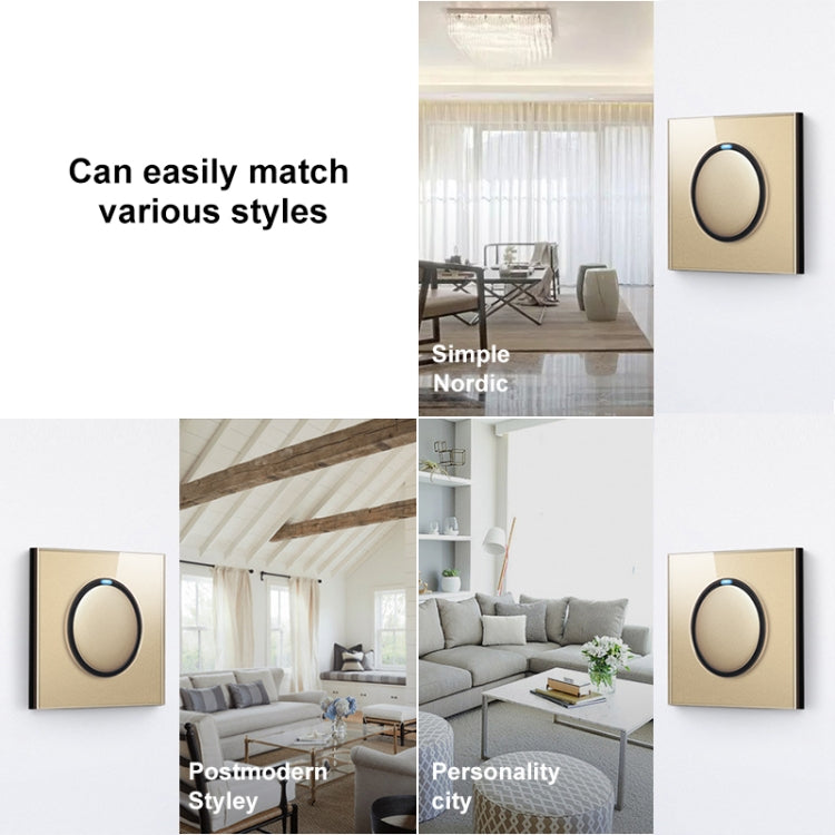 86mm Round LED Tempered Glass Switch Panel, Gold Round Glass, Style:Two Billing Control - Consumer Electronics by buy2fix | Online Shopping UK | buy2fix