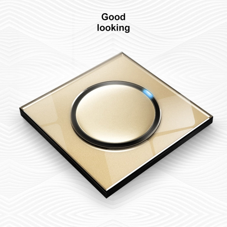 86mm Round LED Tempered Glass Switch Panel, Gold Round Glass, Style:Three Open Dual Control - Consumer Electronics by buy2fix | Online Shopping UK | buy2fix