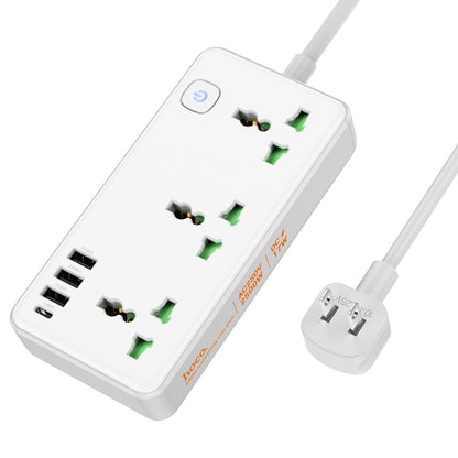 hoco AC7 Storm 3-position Socket with USB-C+3USB Ports, Cable Length: 1.5m, US Plug(White) - Extension Socket by hoco | Online Shopping UK | buy2fix