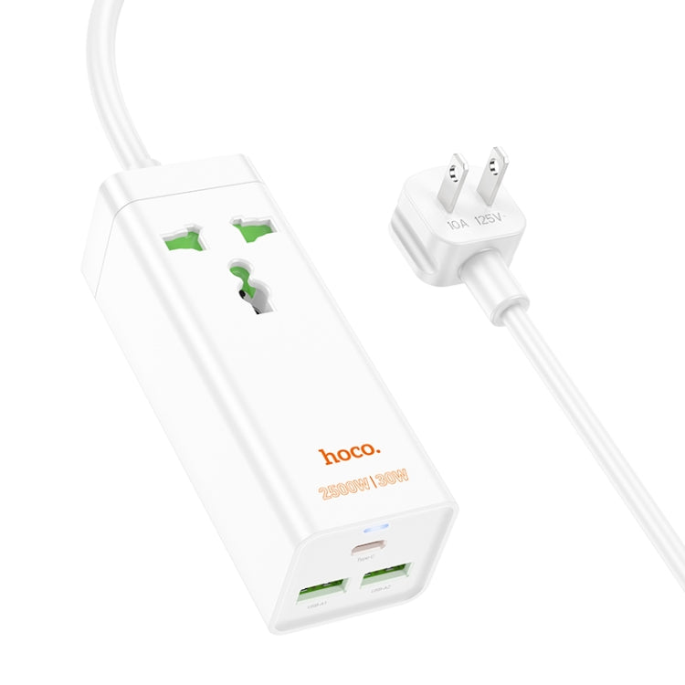 hoco AC9 Talent PD30W Type-C+2USB Ports with 1 Socket Desktop Charger, Cable Length: 1.5m, US Plug(White) - Extension Socket by hoco | Online Shopping UK | buy2fix